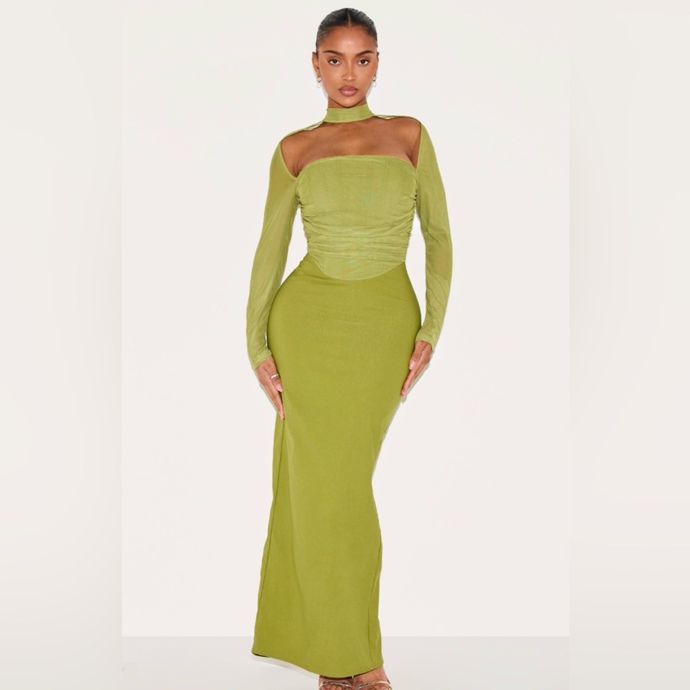 PrettyLittleThing Lime Green Maxi Dress